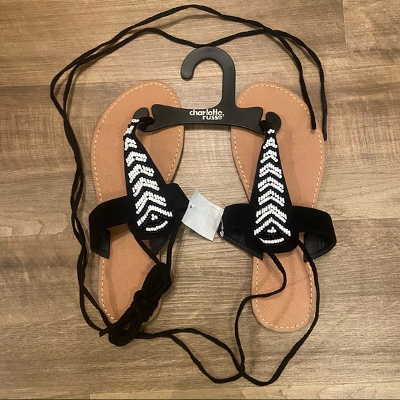 Strappy wrap lace up gladiator thong sandals - Picture 1 of 3
